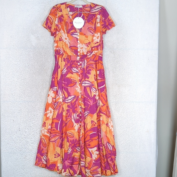 Rustty Dustty Women's Colorful Floral Bohemia Crush Maxi Dress Size‎ M - Picture 1 of 8